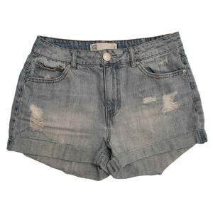 RSQ JEANS womens cut off mom shorts 5 blue ripped distressed denim rolled hem